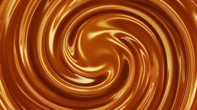 Creamy swirling melted chocolate or caramel liquid background animation.