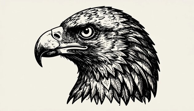 Detailed illustration of eagle head profile.