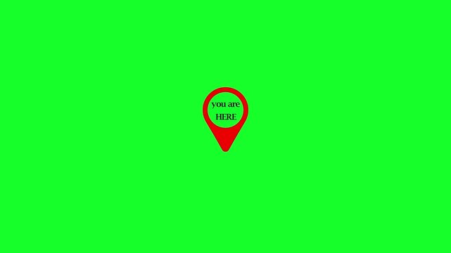  you are here sign icon mark location animation in 4K animation with alpha channel pointer pin on transparent  background marker and pointer icon Iocation indicator location map icon animated 