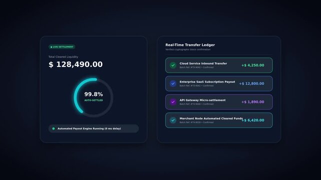 Real time fintech settlement vault and streaming transaction ledger