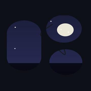 Minimalist vector silhouette of a person with a glowing moon face