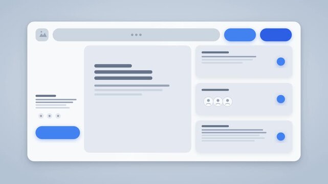 Minimal UI wireframe dashboard assembling with spring motion