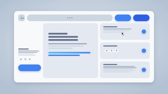 Animated cursor clicking interactive UI wireframe dashboard