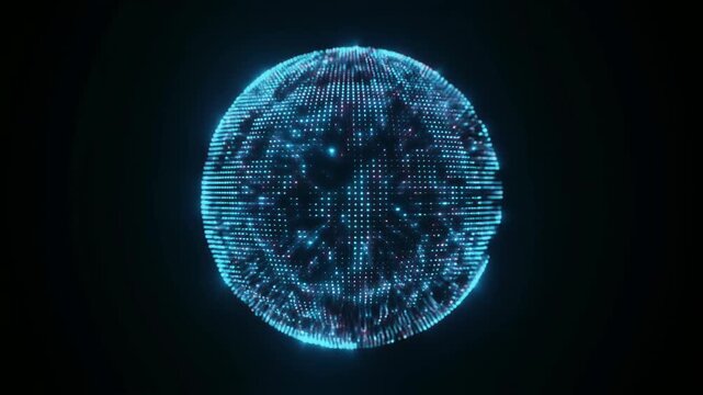 無数の粒子が接続し合う球状のニューラルネットワーク