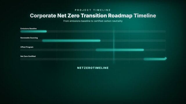 Corporate Net Zero Transition Roadmap Timeline. From emissions baseline to certified carbon neutrality
