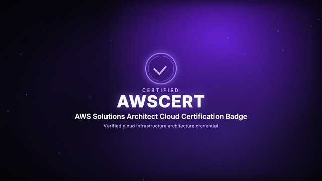 Animated AWS solutions architect cloud certification badge confirming a verified cloud infrastructure credential