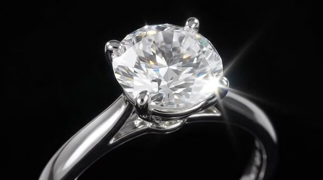 Diamond ring rotating in close up view