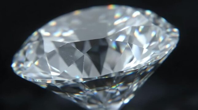 Rotating sparkling diamond on dark background