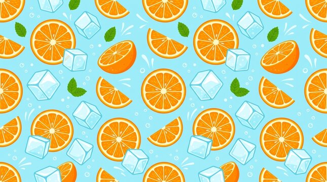Cool Summer Orange Fruit Seamless Pattern