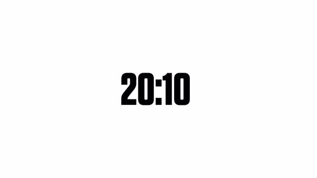 22 minute countdown timer in 1 minute animation with alpha channel