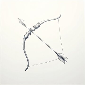 Elegant Recurve Bow with Arrow on White Background.