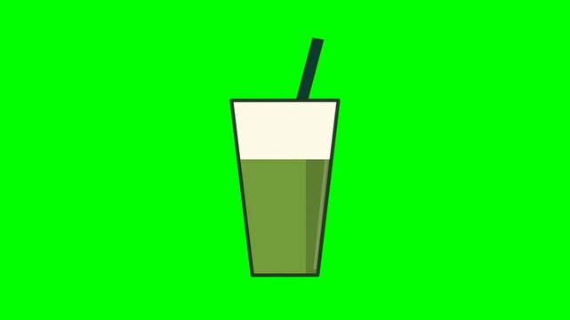 Matcha latte icon showing green tea drink process for cafe beverage and healthy refreshment
