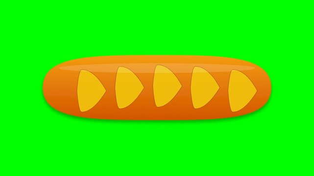 Baguette icon depicting French bread process for bakery and sandwich base