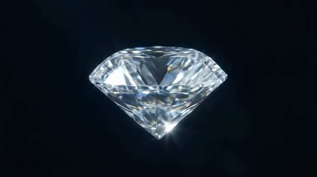 Sparkling diamond rotating against dark background
