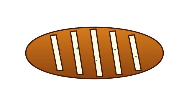 Garlic bread icon depicting toasted side process for savory bakery and Italian meal