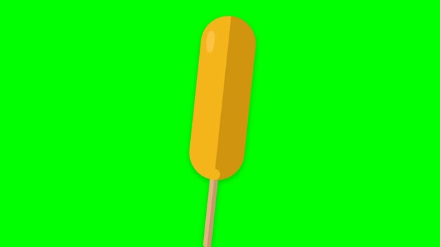 Corn dog icon illustrating fair food process for battered snack and casual street treat