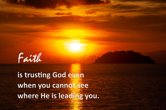 Faith and surrender themed image featuring a peaceful sunset landscape with inspirational spiritual message and reflection.