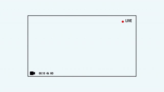 Live Streaming Camera Recording Overlay Animation, Red Blinking LIVE Broadcast Icon on Transparent Background.