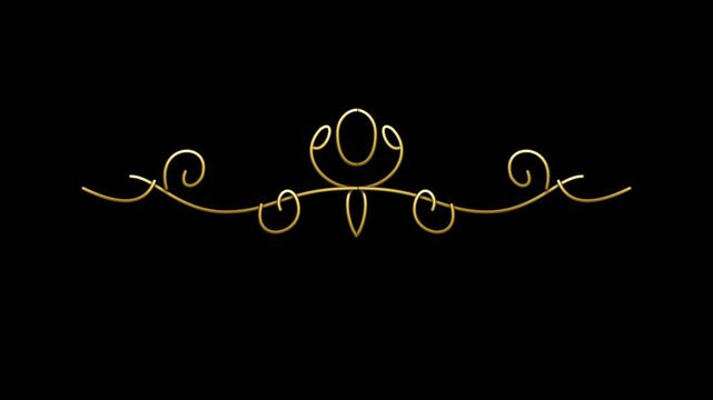 Elegant regal floral gold wedding ornamental style ornate border motion broadcast video overlay isolated on black background