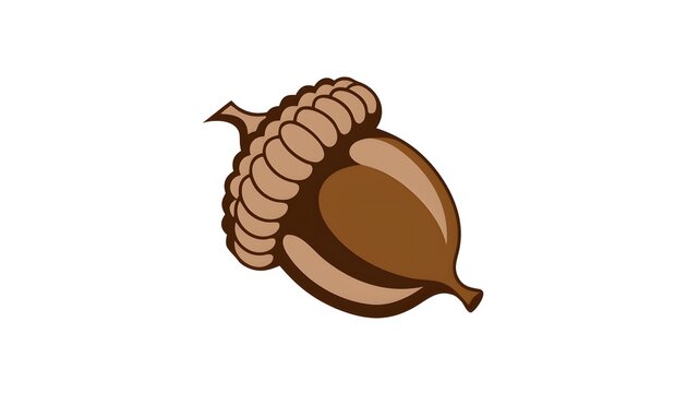 Brown Acorn Autumn Fall Nature Oak Seed Icon Vector Illustration