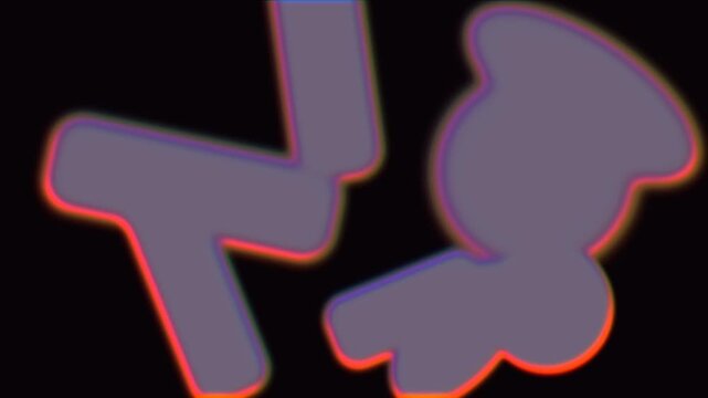 Abstract pink shape with neon glow on black background. 2d animation