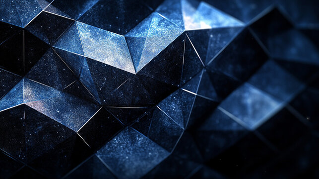 Abstract blue background with triangles and glowing lights, suitable for a mobile wallpaper. 