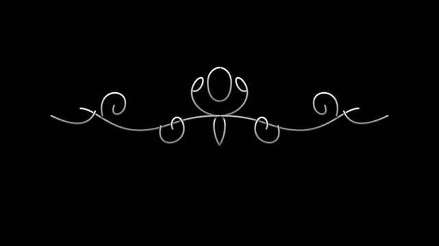 Elegant regal floral silver wedding ornamental style ornate border motion broadcast video overlay isolated on black