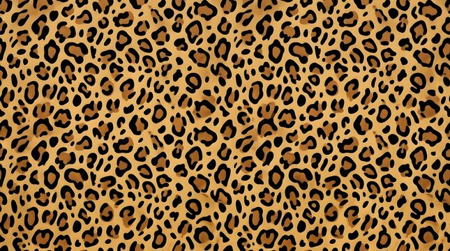 Leopard skin pattern background with brown spots and yellow animal fur texture for fashion design and wild animal print vector illustration
