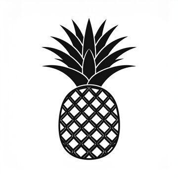 Black and white pineapple illustration with detailed texture.