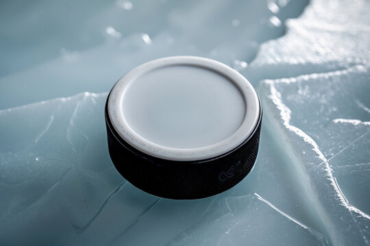 Puck on Sports Rink, NHL Winter Olympic games professional Hockey Competition AI Generative