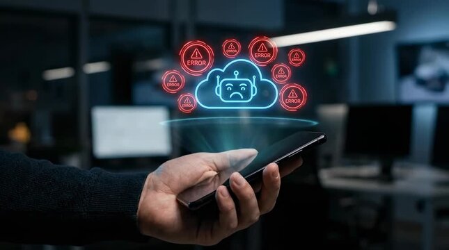 Artificial intelligence hallucination error on smartphone hologram