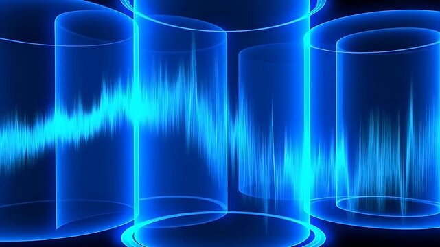 Digital Waveforms Moving Through Cylindrical Tubes, Creating a Dynamic and Abstract Visual Animation. with Audio Visualization