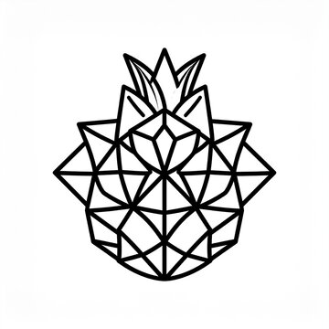 Geometric Pineapple Line Art Illustration Design.