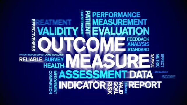 Outcome Measure animated word cloud-text design animation tag kinetic typography seamless loop.