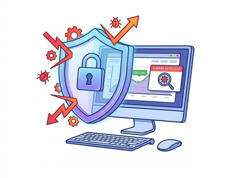 Cybersecurity: endpoint threat detection software, isolated on white background 