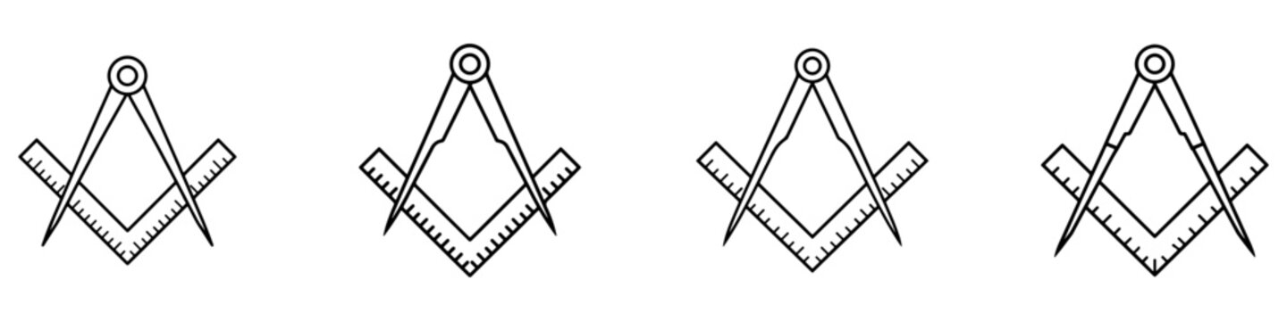 Masonic square and compass symbol vector set for fraternal, heritage and emblem design projects.
