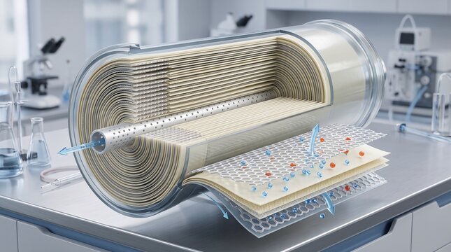 Water filtration membrane module for advanced industrial purification systems.