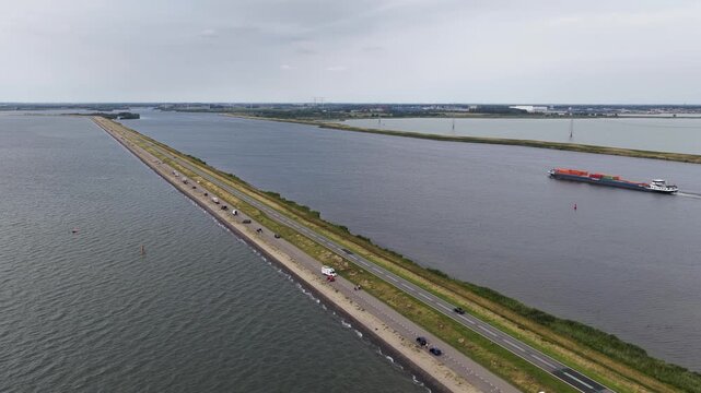 Aerial View of Oesterdam Delta Works in Zeeland, Netherlands