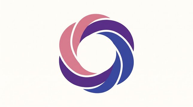 Abstract circular logo design with overlapping colorful curved shapes.