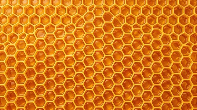 golden honeycomb background with geometric hexagon pattern and sweet honey texture for natural organic food design and beekeeping themes