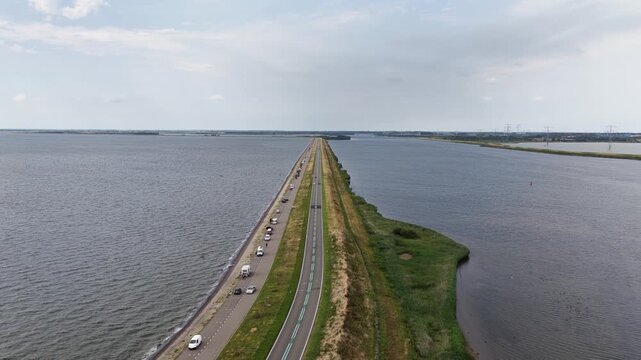 Aerial View of Oesterdam Delta Works in Zeeland, Netherlands