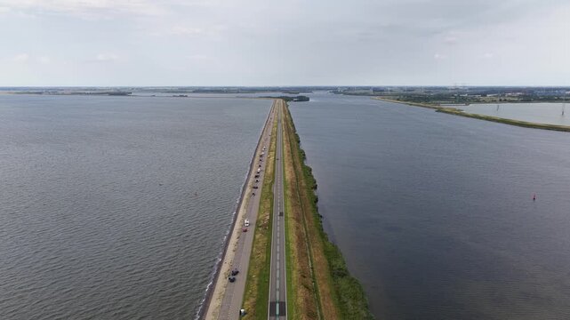 Aerial View of Oesterdam Delta Works in Zeeland, Netherlands