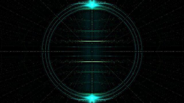 electric glowing neon rings, futuristic cyberpunk abstract background, digital technology concept, blue light energy, sci-fi interface elements, modern design vector illustration, holog