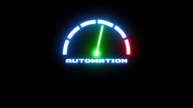 Digital Automation Gauge Animation for Workflow Efficiency, Productivity, Technology and Business Process Improvement