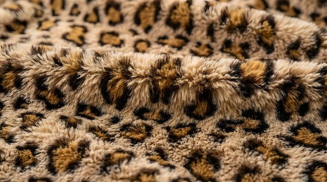 luxury leopard print faux fur fabric with soft fluffy texture and animal pattern for fashion design and apparel manufacturing