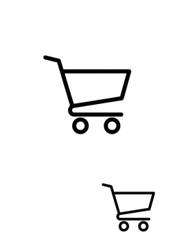 Shopping cart icon with wheels.