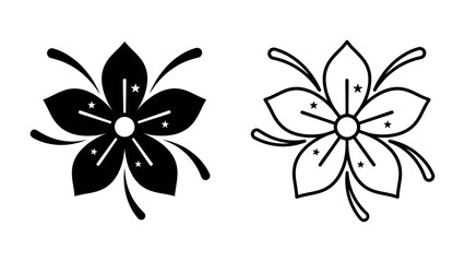 Obraz premium Cherry Blossom Icon: Two stylized cherry blossom icons, one in black and white and the other outlined, represent elegance and natural beauty.