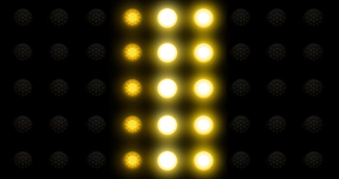 Christmas lights on a black background. Floodlights Flashing 2. Motion graphics Animation background Visual loops. 4K