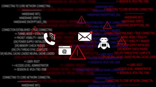 Cyber security alert: kernel panic error with digital threat and system code background, system error