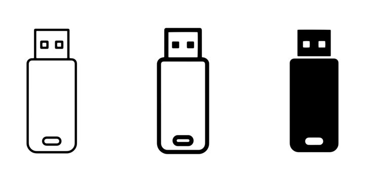 Three usb flash drive icons in different styles on a white background